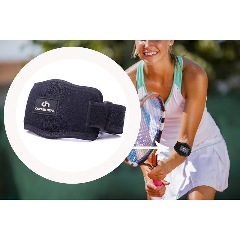 COPPER HEAL Elbow Brace (PAIR) - ADJUSTABLE Support Tennis Elbow