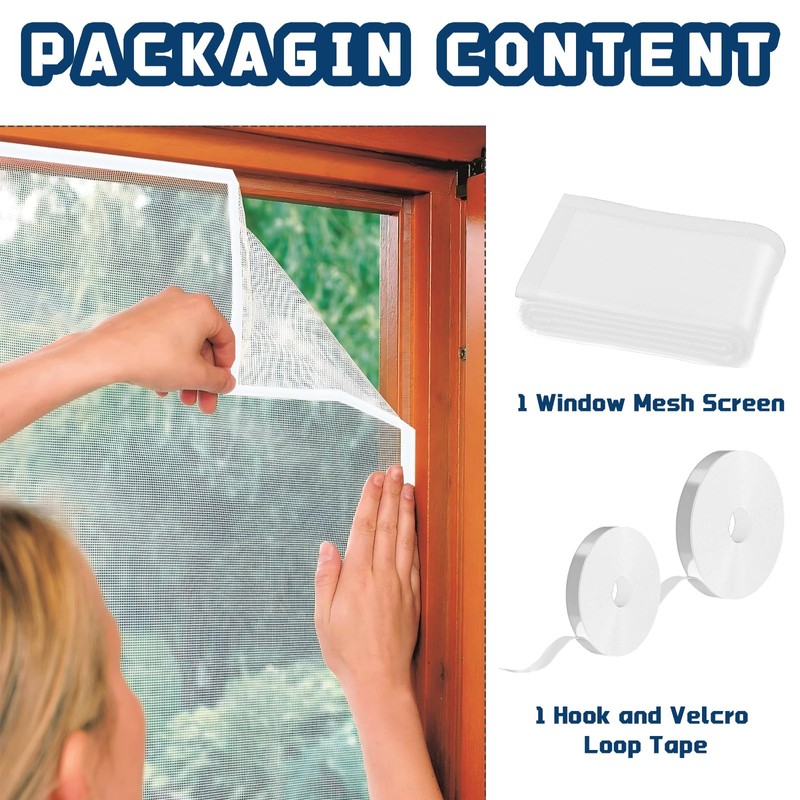 47'' x 47'' Adjustable Window Fly Screen, Fiberglass Mesh Mosquito