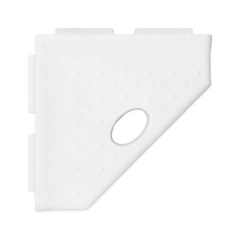 5 inch Bathroom Organizer Corner Shower Caddy - Polished White Shower Foot Rest Geo Lugged for New Construction