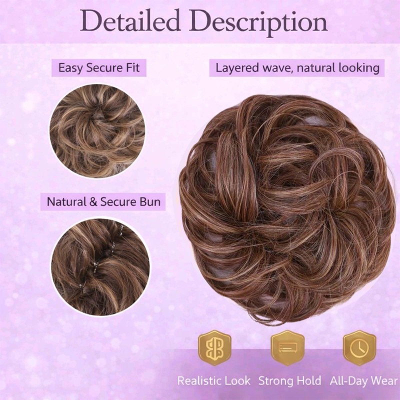 Juvabun Messy Bun 2.0 Reddish Blonde Hair Bun Extension Soft