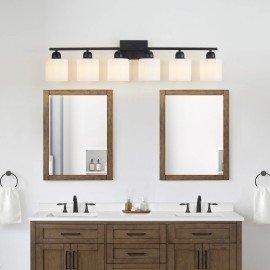 Ship in USA,6 Light Black Vanity Lights,38''Modern Bathroom Vanity Lighting Fixtures for Mirror,Matte Bathroom Lighting FixturesLamp Power(W): 18