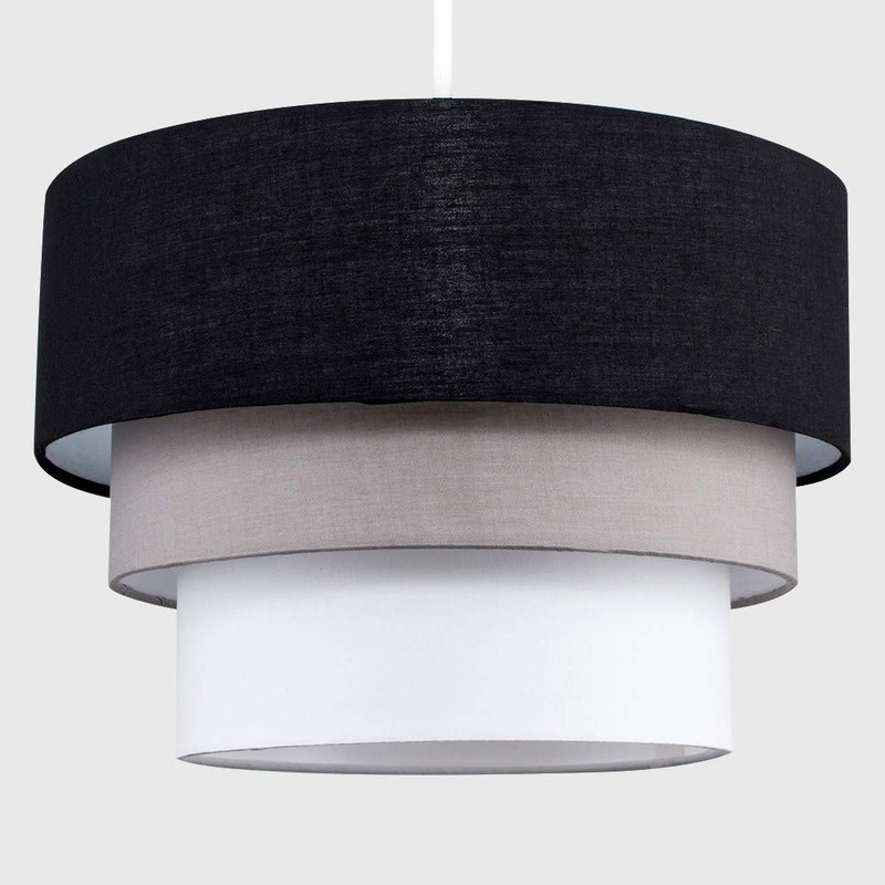 MiniSun Round Modern 3 Tier Fabric Ceiling Pendant Lamp Light
