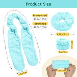 my novel things Face Wash Headband Set Adjustable Makeup Hair Headbands, Cute Spa Skincare Headband and Wristband Set 4PK, Ideal for Face Washing Coral Velvet for Girl Women