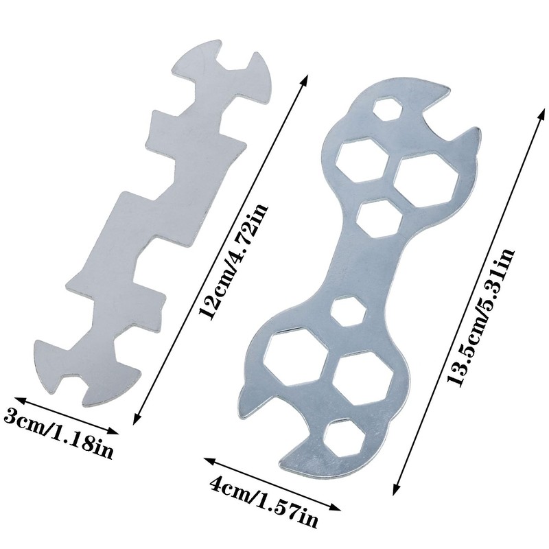 AYLIFU 2 PCS Multi-Hole Bicycle Wrench Steel Galvanized Mountain Bike