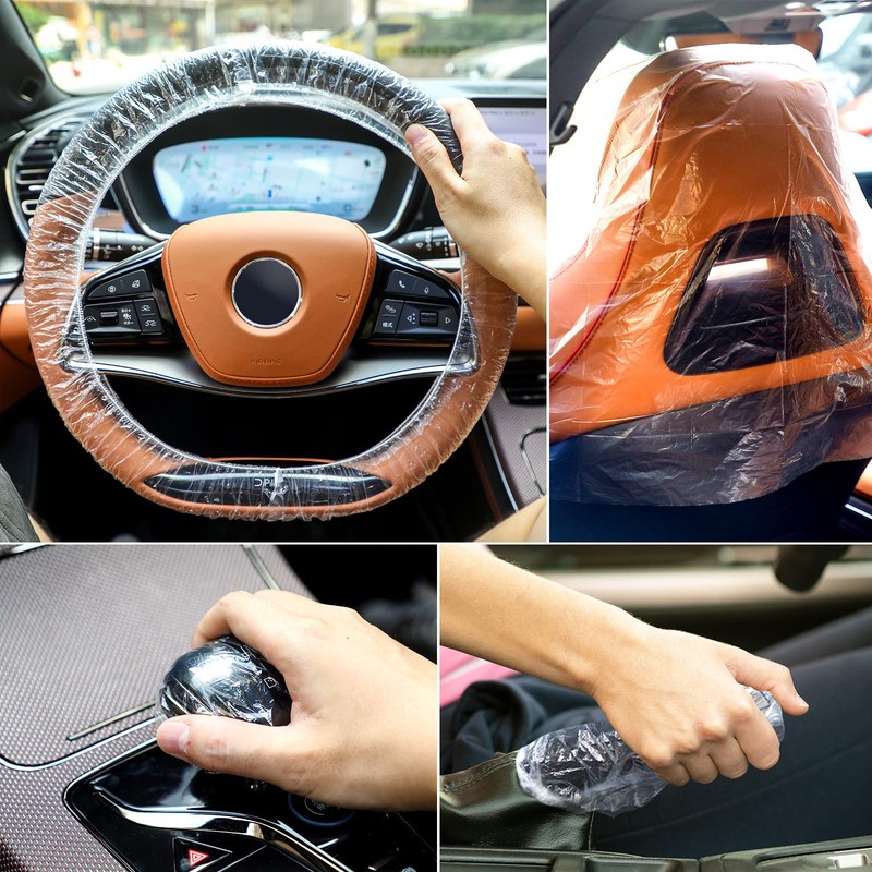 Tallew 250 Pcs Disposable Car Seat Covers Clear Plastic Car