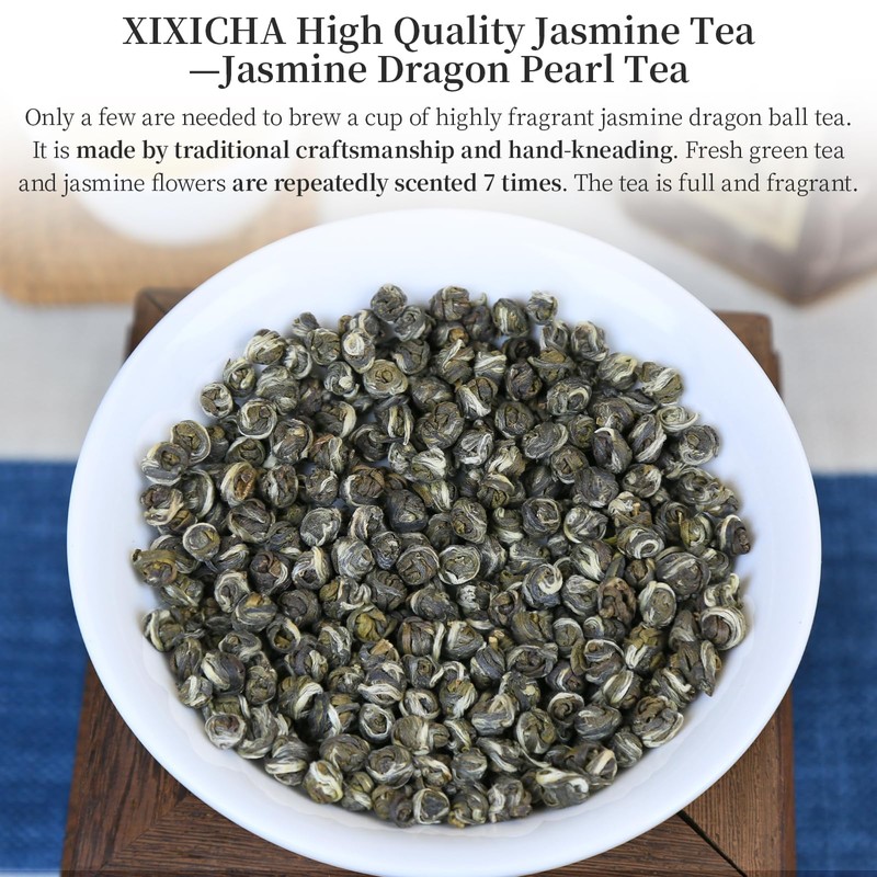 XIXICHA Jasmine Pearls Tea Jasmine Green Loose Leaf Dragon Balls