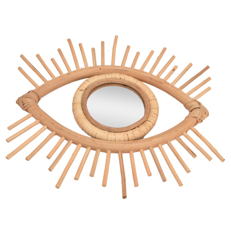 Nordic Makeup Mirror Rattan Woven Eye Shape Wall Hanging Mirror