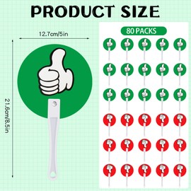 Thumbs up Thumbs Down Classroom Voting Paddles Handy Teacher Classroom Event Supplies Plastic Thumbs up Sign Green Red Yes or No Paddles True False Paddles for School Student (80 Pack)