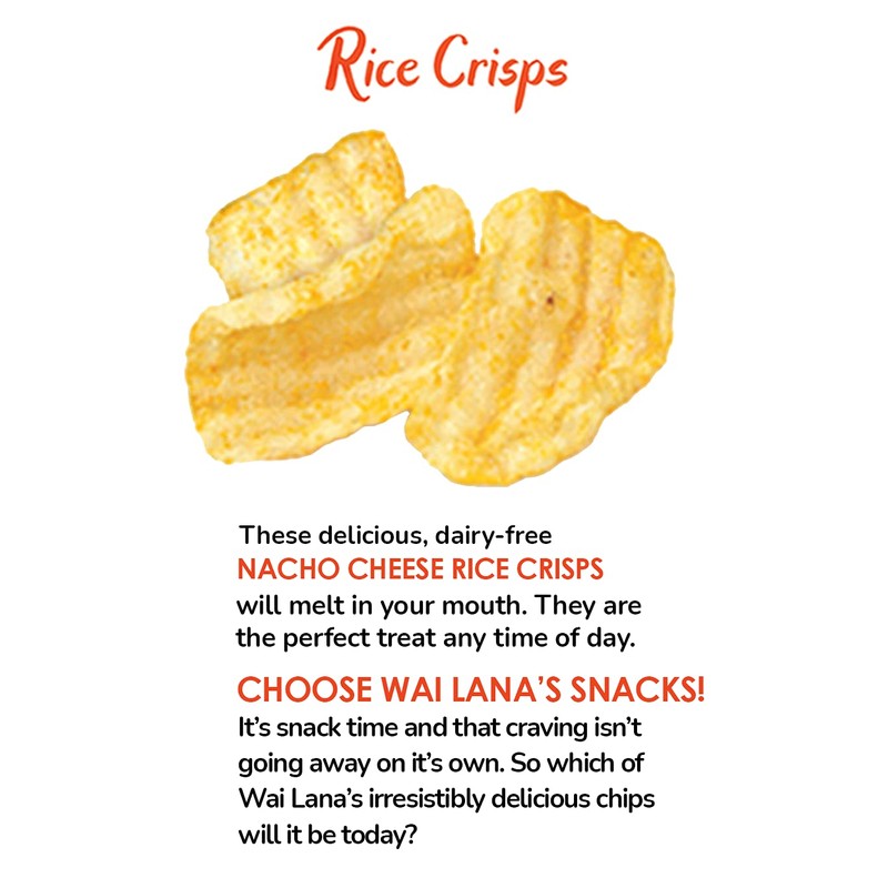 Wai Lana Chips Rice Crisps – Nacho Cheese, Gluten-Free, Vegan,