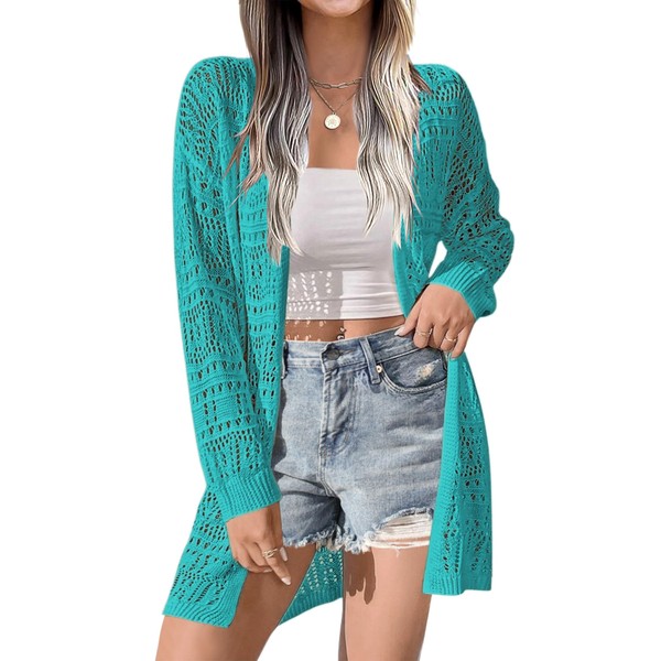 Zeagoo Womens 2025 Summer Crochet Cardigan Sweaters Lightweight Long Sleeve