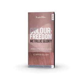 Colour Freedom Metallic Permanent Copper Blush Conditioning Hair Dye. Infused with Shea Butter and Argan Oil for Ultra Glossy Conditioned Hair. 100% grey coverage. By Knight & Wilson.