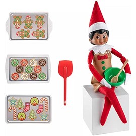 The Elf on The Shelf Itty Bitty Baker Outfit - 7 Piece Claus Couture Retired 2019 Holiday Outfit - Baking Sheets, Spoon, and Apron Included - Christmas Cookie Baking Set for Both Boy and Girl Elves
