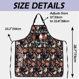 Gzrlyf Yes I Really Do Need All These Chicken Kitchen Apron for Chicken Lovers Hen Farmer Gift Chickens Cooking Baking Apron (Chickens apron)