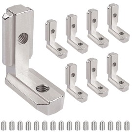 Yeepeo 8 × T-Nut Inner Angle 3030 M6 Corner Connector, Aluminium Profile Groove 8 T Slot 90° L-Shape Zinc Alloy Inner Corner Connector with Screws T Slot Nut Outer Angle Angle for Aluminium Profile 30