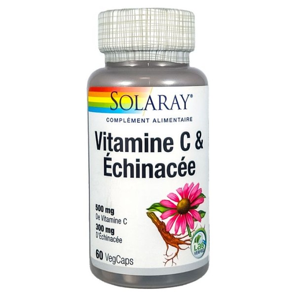 Solaray Vitamine C 500 mg & Échinacée 300 mg 60 gélules végétales