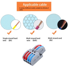 NineLeaf 20PCS Wire Connectors, 2 in 4 Out Lever Wire Connectors, Lever-Nuts Inline Splicing Connector, Push-in Quick Conductor Terminal, AWG 28-12