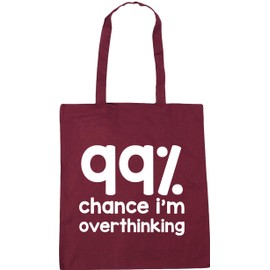 Hippowarehouse 99 percent chance I'm overthinking Tote Shopping Gym Beach Bag 42cm x38cm, 10 litres