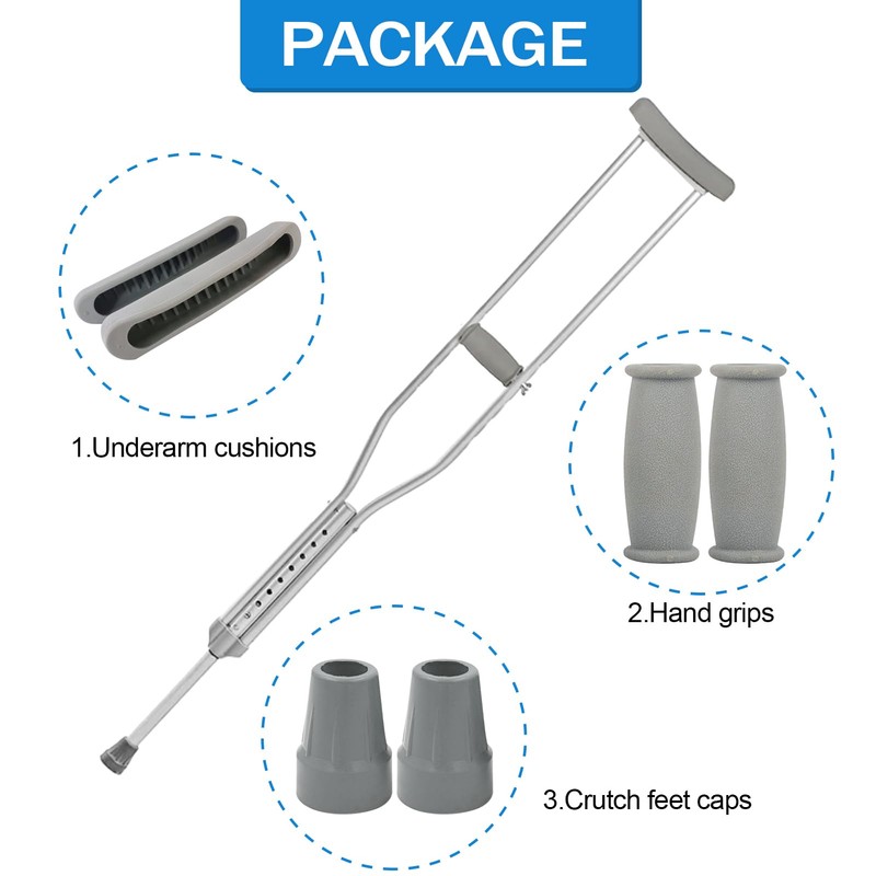 Crutch Pads and Caps Set (6 Pcs) - Comfort Padding