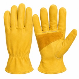 Heavy Duty Leather Work Gloves for Men & Women – Durable Cowhide Safety Gloves for Gardening, Construction & Outdoor Tasks