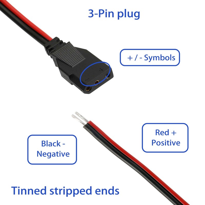 Karier 3Pin CB Radio Power Cord Cable with Stripped Ends
