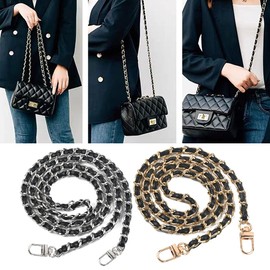 EMNIMQ Pack of 2 Bag Chains, Chain for Bag with Buckles, 120 cm, Handbag, Chain, Carrying Strap, Gold Silver Metal Carrying Strap, for Women, Handbags, Metal Chains