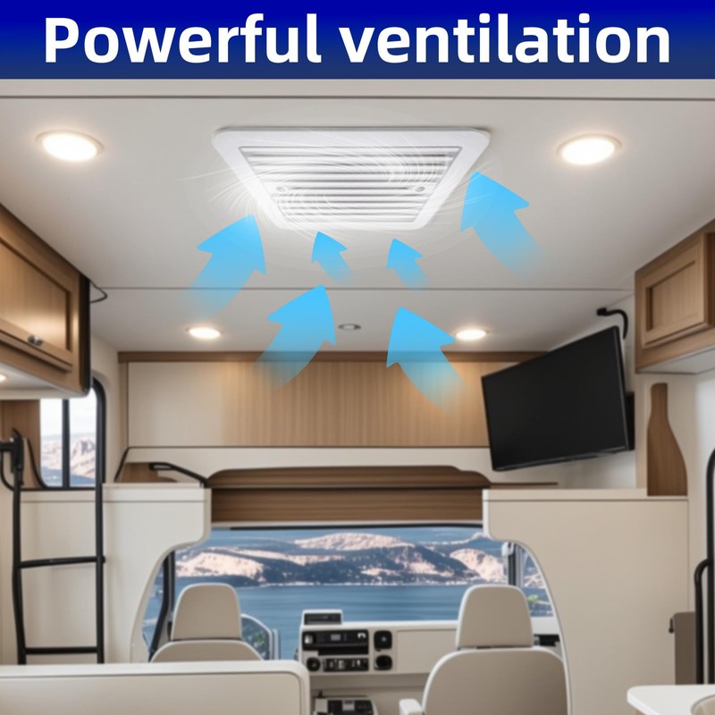 Riloer White RV Caravan Vent Side Exhaust Vent 12 V