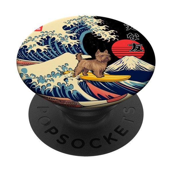 Silky Terrier Japanese Kanagawa Wave Surf Loyal Dog PopSockets Swappable