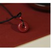 Red Natural Cinnabar Peace Buckle Pendant Thick Version Jade Necklace