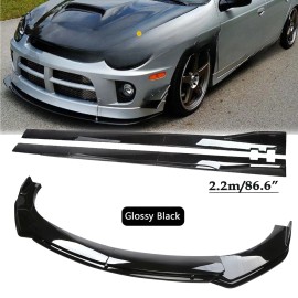 Unbranded Front Bumper Lip Spoiler Splitter Body Side Skirt For Dodge Neon Glossy Black