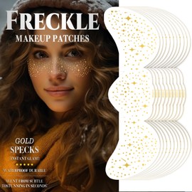 Gold Glitter Freckles Face Tattoo, 10 Sheets Speckles Patches, Sparkle Face Makeup for Holiday Dance Music Party - (K92012 Gold)