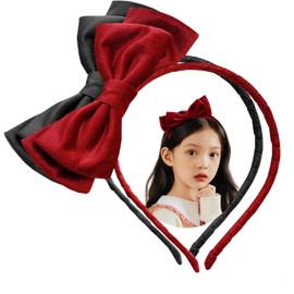 shefun JP228 Kids Headband Black Red Set of 2 Children's Headband for Children Recitals Velour Ribbon Bowknot Girls Gift Hair Accessory Hair Ornament