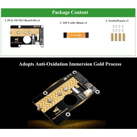 PCIe to M.2 Adapter Board Compatible with Raspberry Pi 5, PCIe to M.2 M Key Board Support 2280/2260 / 2242/2230 M.2 NVMe Solid State Drives, 8Gbps Data Rate, High-Speed Reading/Writing