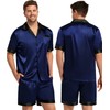 SWOMOG Couples Pajama Set Women & Men Silk Satin Short