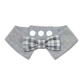 FURALETTE Dog Bandana with Plaid Bow Tie, Soft and Durable Polyester Pet Scarf, 7 Sizes for Cats and Dogs, Adjustable Triple-Snap Closure (Black, X-Small)