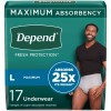 Depend Fresh Protection Adult Incontinence Underwear for Men, Disposable, Max...