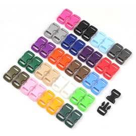 PENTA ANGEL 40PCS 3/8 Inch Plastic Curved Buckle DIY Craft Webbing Contoured Side Quick Release Buckle for Bracelets Backpack Tactical Bag and Gear, 20 Colors