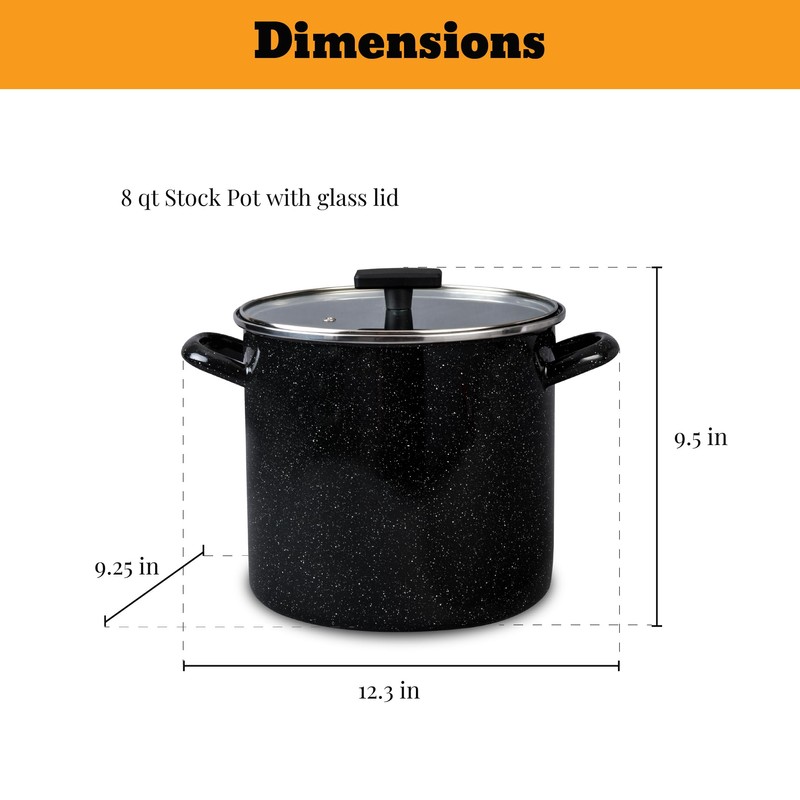 Granite Ware 3-Piece Cookware Set, 8 Qt Stock Pot &