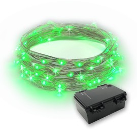 RTGS 60 LEDs Green Color String Lights Silver Wire Indoor and Outdoor 20 Feet Firefly Starry Fairy Lights Battery Powered for DIY, Christmas, Holidays, Party, Bedroom and Centerpieces