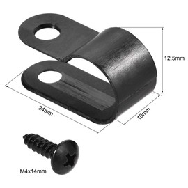 TA-VIGOR 100Pcs Nylon R-Type Cable Clamp Clips, 10.4mm Plastic Cable Clamp Assortment Kit Fastener, Plastic Wire Clamp Clips for Electrical Cable Wire Conduit Cable Management, Black