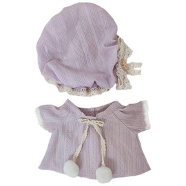 niannyyhouse Plush Doll Clothes Pajamas Suit Hat Dress 8" Doll Accessories Fancy Dress Pink Purple