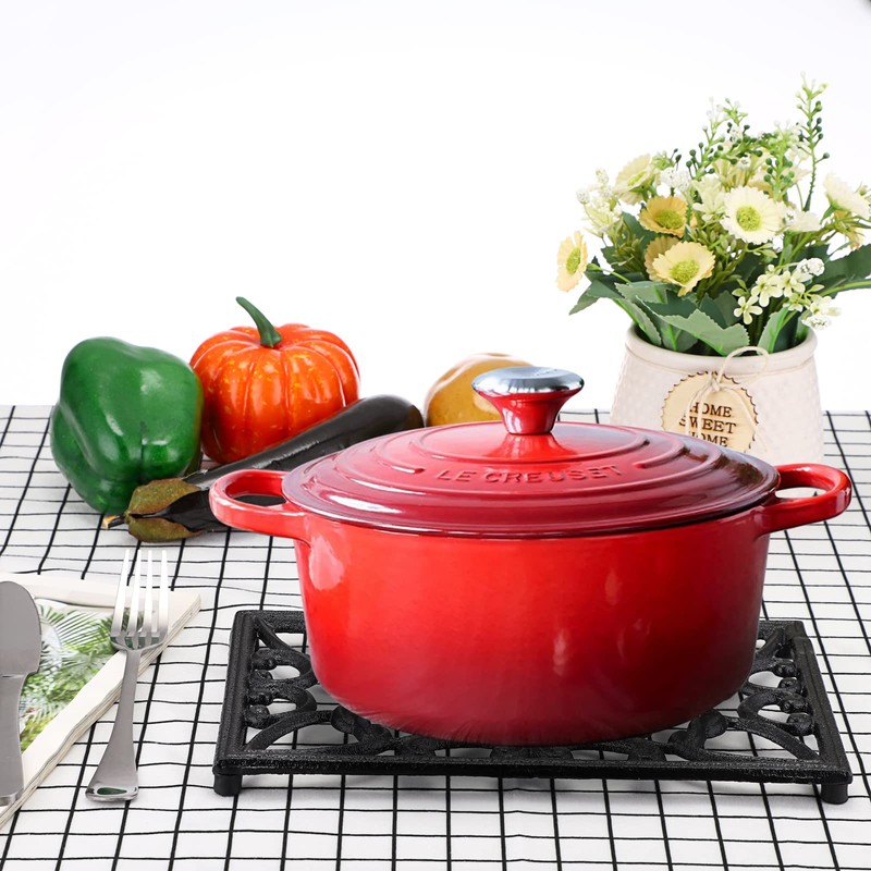Sumnacon 2Pcs Rectangle 10 x 6.1 Inch Cast Iron Trivet