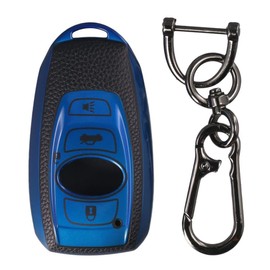 4-Buttons Key fob Cover Case for Subaru Soft TPU Car Key Protector with Keychain, Full Cover Protection Key Fob Case for BRZ Legacy Outback Ascent Crosstrek Forester WRX (Blue)