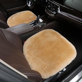 OGLAND 2 Pack Genuine Sheepskin Car Seat Cover-Australia Wool Cushion for Universal Fit Auto Interior Accessories Women Soft Wool Natural Fur(Honey Beige, 2 Pieces Front)