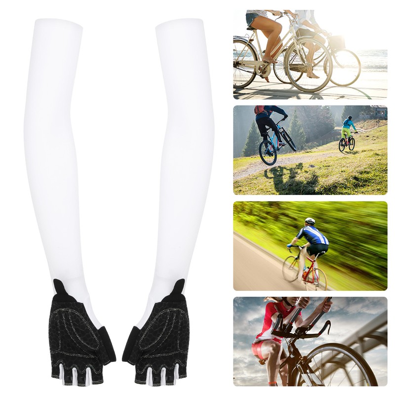 A Pair White Elastic Polyurethane Outdoor Cycling Anti Skid Sunscreen