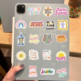 50 Inspirational Jesus Faith Stickers - Waterproof, Motivational Decals for Water Bottle, Car, Skateboard, Laptop, Luggage (Red)