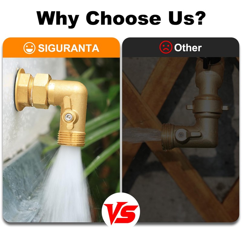 SIGURANTA Garden Hose Angle Valve 90 Degree Brass Extender Solid