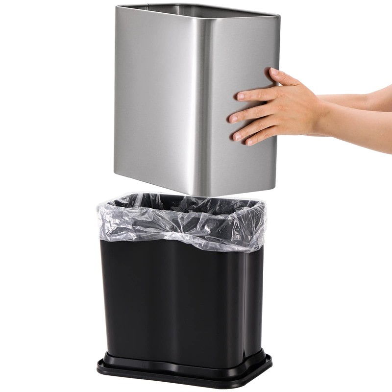 Coloch Small Metal Trash Can, 2.6 Gallon(10L) Slim Size Wastebasket