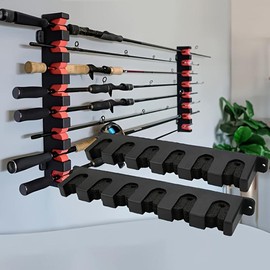 Fishing Rod Holder for Wall, 2 Counts/set Fishing Gear Collection Storage Rack, Fishing Rod Display Rack, Suitable Gift for Male Friends - Color: Black, Specification: one-size