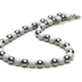 OVER-9 Terahertz x North Throw Stone Necklace, 0.3 inch (8 mm), Neck 23.6 inches (60 cm), Hook, Stainless Steel, Inspected by Public Institutions! Terahertz Ore, Genuine Power Stone, Natural Stone, Ultra Far Infrared Health, Neck Approx. 23.6 inches (60 