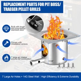 OneAmg Traeger & Pit Boss Grill Replacement Parts Kit - Auger Motor, Hot Rod Igniter with Fuse, Induction Fan, Burn Pot with Screws, Compatible with Most Traeger & Pit Boss Pellet Grills